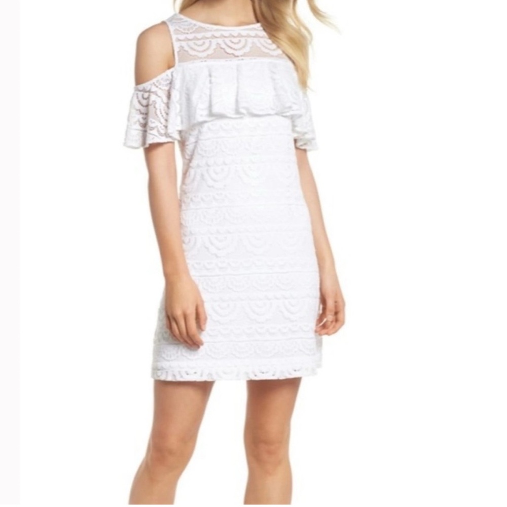 Lilly Pulitzer White Ruffled Tiered Midi Dress - wedding- med- new